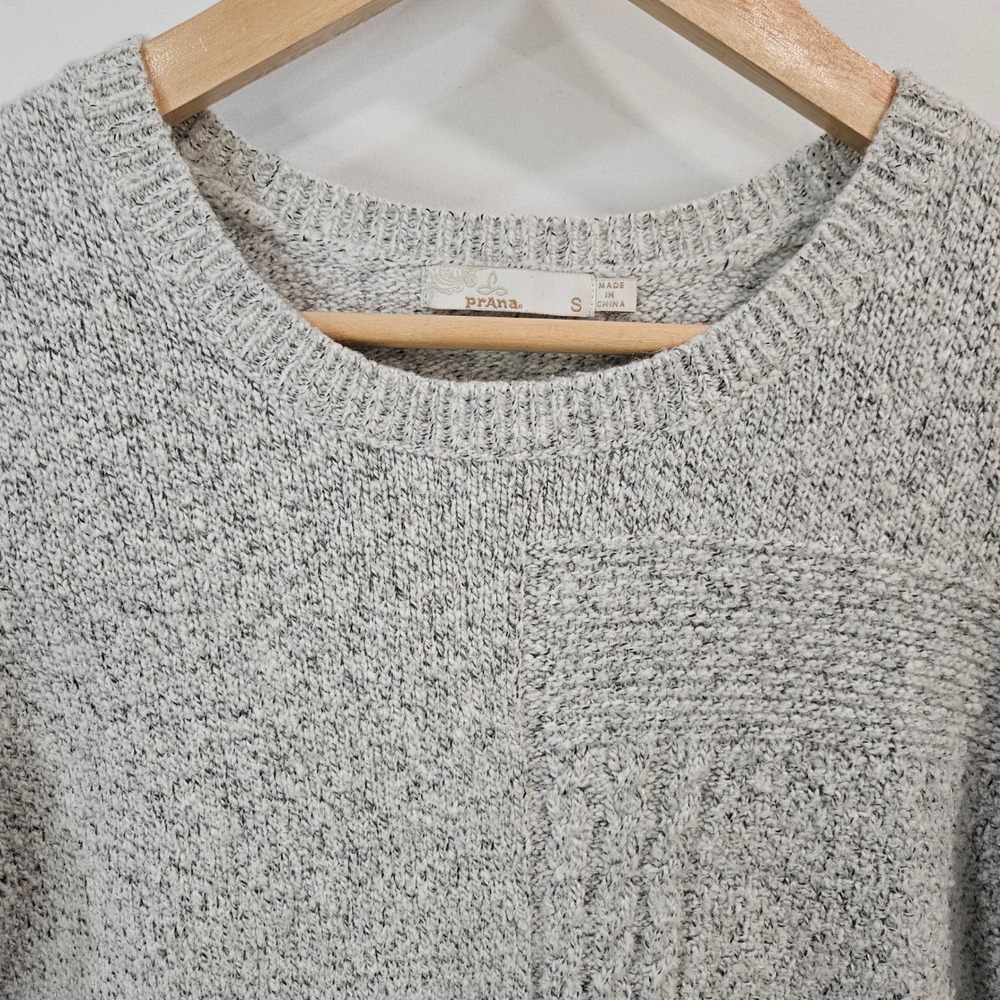 Prana Womens Nolan Gray Cable Knit Long Sleeve Sweater Granola Gorpcore Speckled - Picture 4 of 11